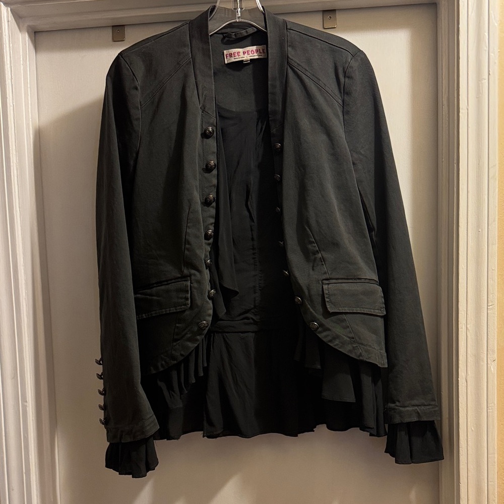 Free People Ruffles Mixed-Media Jacket Size XS - Picture 6 of 9